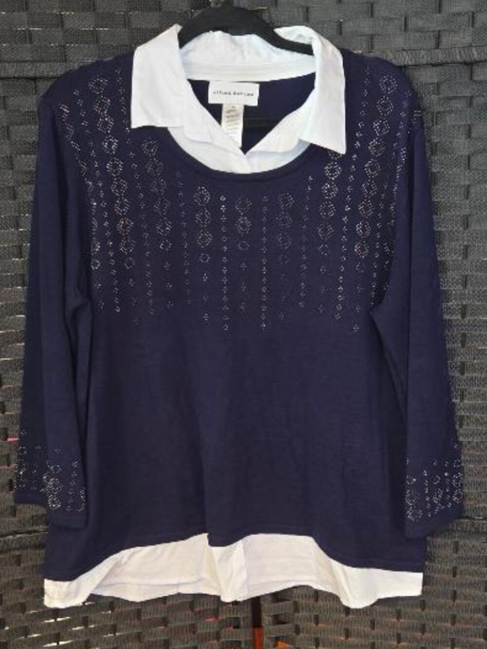 Alfred Dunner Saratoga Springs Texture Heat Set Two-In-One Top